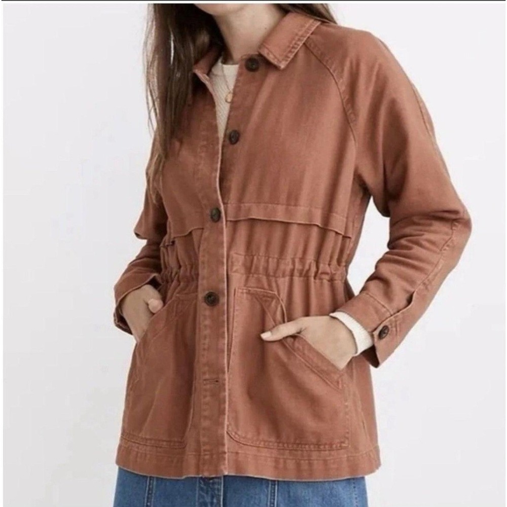 Madewll Ashgrove Chore Jacket Womens S Burnt Umber Cinch Waist Cotton Lyocell